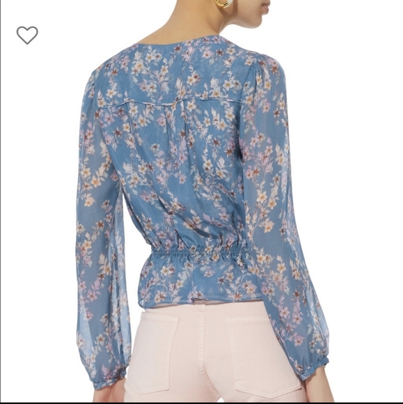 Intermix blue floral 100% silk blouse - Picture 3 of 12